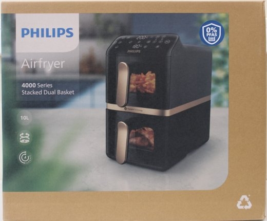 SALE OUT. Philips NA462/70 Dual Basket Airfryer 4000 Series, 10 L, Black/Copper Philips Dual Basket Airfryer NA462/70 4000 Series Power 2750 W Capa...