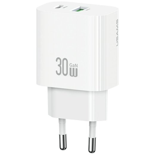Usams Charger 30W 1xUSB-C 1xUSB-A Fast charging w