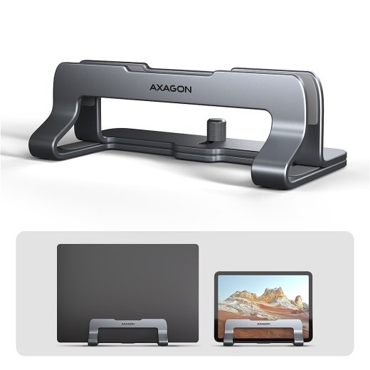 Axagon STND-VG ALU vertical st and for laptops 10-16
