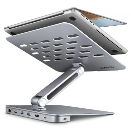 AXAGON Desk Mount HMC-STND USB-C 5Gbps Stand and Hub 7in1 Adjustable Height, Tilt 10-16 " Aluminum