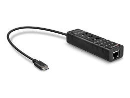 Lindy USB 3.2 Type C Hub & Gigabit Ethernet Converter - network / USB adapter - USB 3.2 Gen 1 - Gigabit Ethernet x 1 + USB 3.2 x 3
