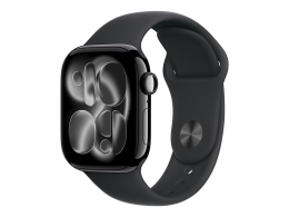 Apple Watch Series 11 GPS + Cellular 42mm Jet Black Aluminium Case with Black Sport Band - S/M Apple