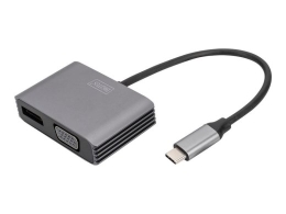 DIGITUS Graphics adapter DA-70827 - USB-C to VGA / DisplayPort - 20 cm