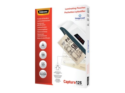 Fellowes Laminating Pouch PREMIUM A4 Glossy Thickness: 125 micron, Qty Per Pack: 100 pcs; Ideal for notices, craft materials, signage and frequentl...