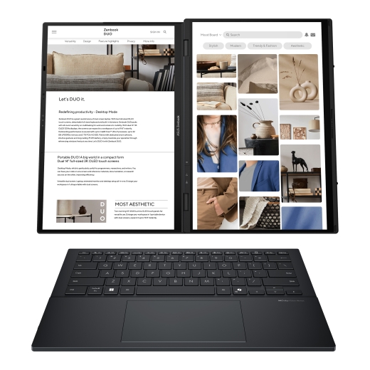 Asus Zenbook Duo UX8406CA-QL287W Inkwell Gray 14 " OLED Touchscreen FHD 1920 x 1200 pixels Intel Core Ultra 7 255H 16 LPDDR5X Solid-state drive cap...