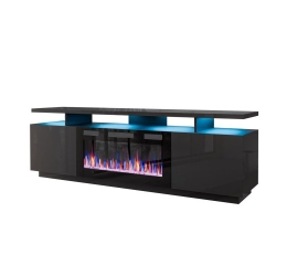 RTV EVA cabinet with electric fireplace 180x40x52 cm graphite/glossy graphite