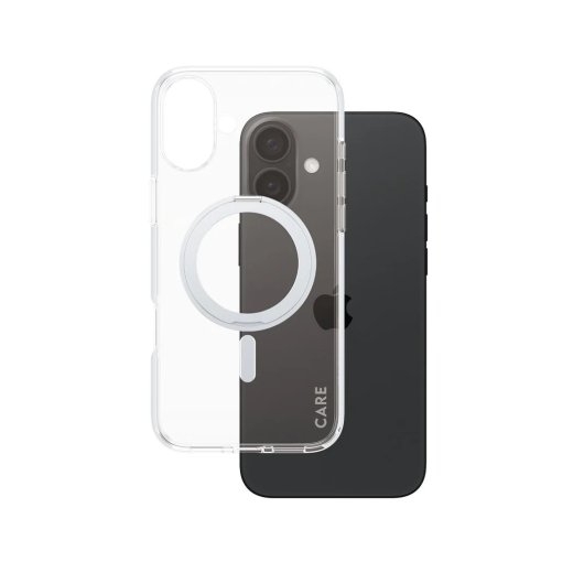 CARE by PanzerGlass Case Feature Back protection Apple iPhone 16 Plus Recycled plastic Silver Kickstand & MagSafe