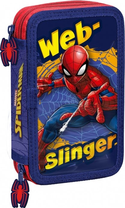 Kids Euroswan 2 zipper pencil case with accessories Spiderman red-blue
