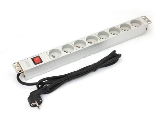 PDU 19 "rack, 8 slots Type E, Schuko plug, 1.8m cable, aluminum switch