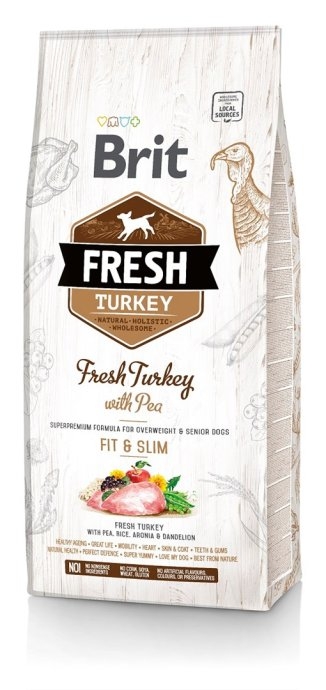BRIT Fresh Turkey & Pea Fit & Slim - Dry dog food Turkey with pea - 12 kg