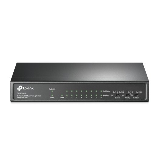 TP-LINK Switch TL-SF1009P Unmanaged Desktop 10/100 Mbps (RJ-45) ports quantity 9 PoE+ ports quantity 8 Power supply type External