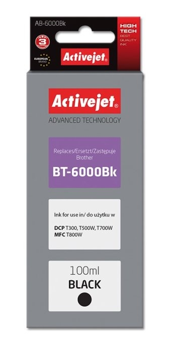 Activejet AB-6000Bk Ink Bottle (Replacement Brother BT-6000BK; Supreme; 100 ml; black)
