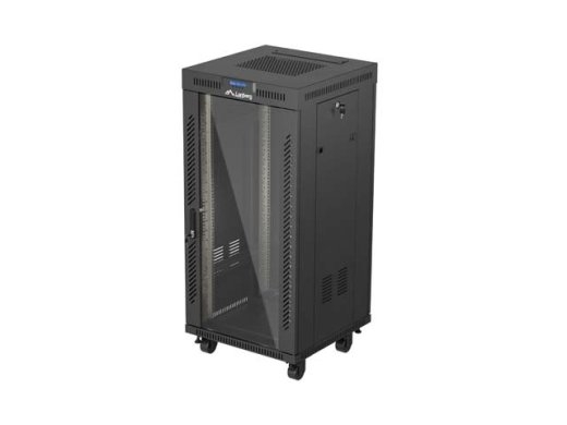 Lanberg Standing 19" 24U Rack Installation Cabinet 600×600 Black with Glass Door and LCD (Flat Pack) V2 600x600 FF01-6624-12B