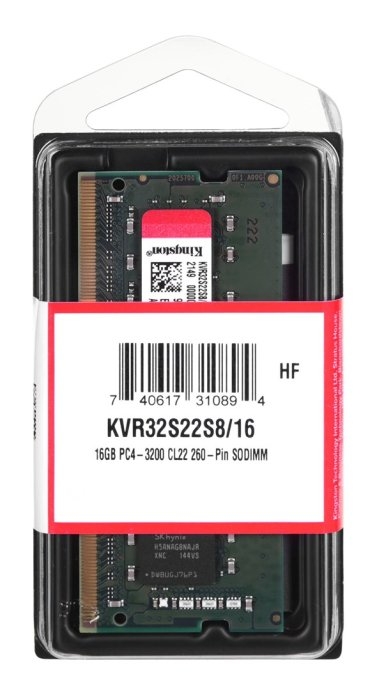 Kingston Technology KVR32S22S8/16 memory module 16 1 x 16 DDR4 3200 MHz