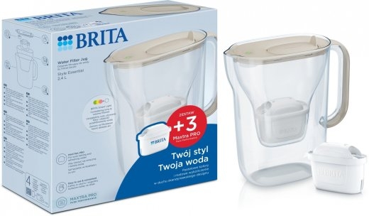 Brita Style Essential water filter jug 2.4l + 3 cartridges, sand