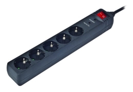 Gembird SPG5-C-5 power extension 1.5 m 5 AC outlet(s) Black
