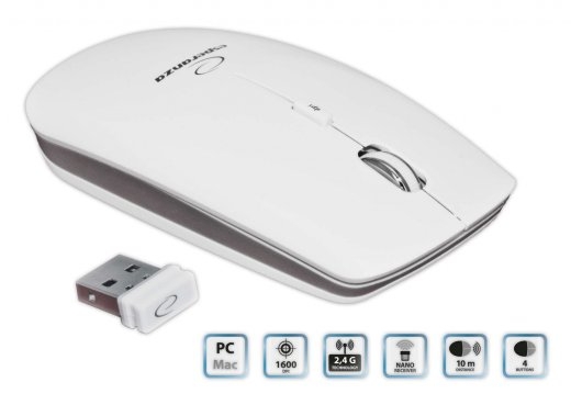 MOUSE EM120W MAC-STYLE WIRELESS 2.4GHZ