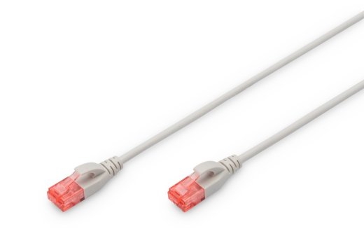CAT 6 U-UTP Slim patch cord Patch cord Transparent red coloured connector for easy identification of Category 6 (250 MHz). Inner conductors: Copper...