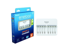 Eneloop charger BQ-CC63E with space for 8 aku.