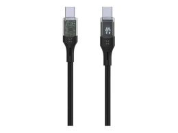 Fixed Cable USB-C/USB-C with display, PD support, 2m, USB 2.0, 100W FIXDD-CC2-BK