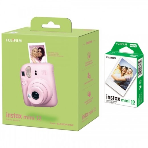 Fujifilm Instax Mini 12 Camera + Instax Mini Glossy (10pl) Blossom Pink 800
