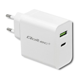 Qoltec 51718 Charger 45W 5-20V 2.4-3A USB type C PD USB White