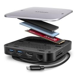 Axagon HMC-UFO USB hub 9in1 10Gbps HDMI M.2 NVMe LA