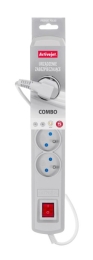 Activejet grey power strip with cord ACJ COMBO /1,5M/BEZP. AUT/S