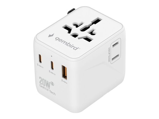 Gembird Universal travel power adapter TPA-1A2C20-01-W 20 W Travel Adapter