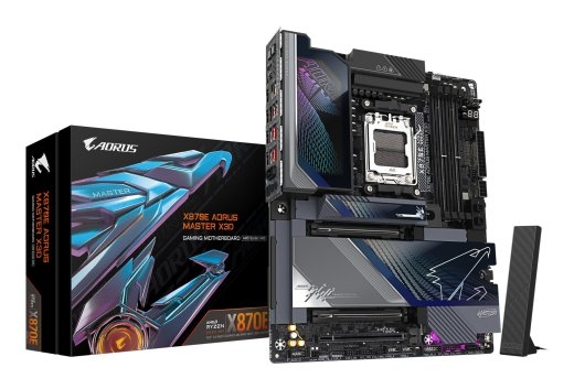 Mainboard GIGABYTE AMD X870E Socket AM5 ATX RAM DDR5-SDRAM 4xSlots Wi-Fi Yes Bluetooth Yes 5xNumber of M.2 (M) slots X870EAMASTERX