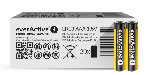 BATTERIES LR03/AAA INDU STRIAL ALKALINE 40 PCS