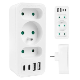 Maclean Splitter 3-socket MCE248 F/W 2xUSB-A 2xUSB-C white
