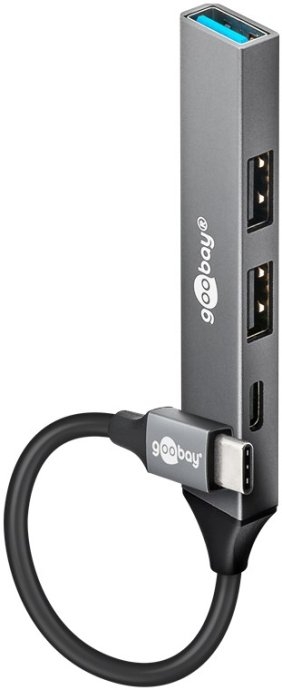 Goobay Slim 4-Port USB Hub, USB-C to USB-C/USB-A, 5 Gbit/s 74459