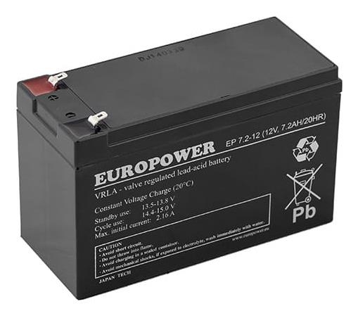 BATTERY 12V 7.2AH VRLA/EP7.2-12 T2 EUROPOWER EMU