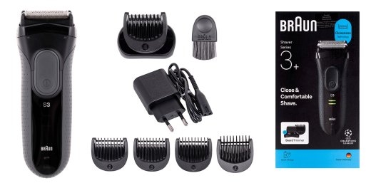 Braun 3000BT Foil shaver Trimmer Black, Grey