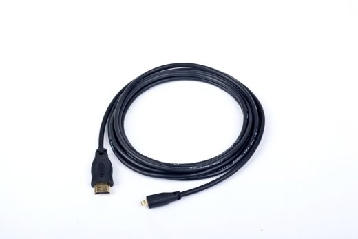 HDMI male to micro D-male black cable with gold-plated connectors, 1.8 m, bulk package
