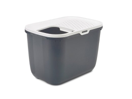 SAVIC HOP Anthracite with White Lid – Cat Litter Tray – 58.5x39x39.5 cm – 1 pc.