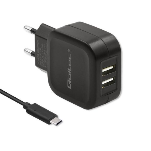 Network Charger 17W 5V 3.4A 2xUSB + Cable USB typC