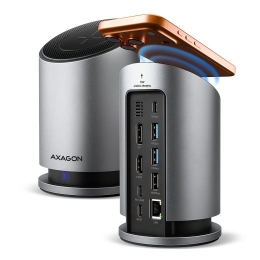 AXAGON USB-C 10Gbps Wireless Charging 9in1 hub HMC-WL9