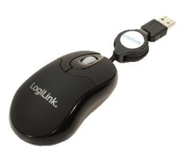 Mouse optical USB Mini with retractable cable