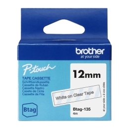 Brother Label Tape BTAG-135 - 12 mm x 4 m - White on Transparent
