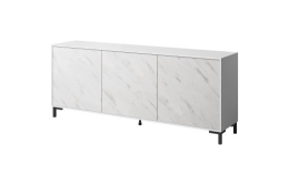 MARMO 3D chest of drawers 200x45x80,5 cm white matt/marble white