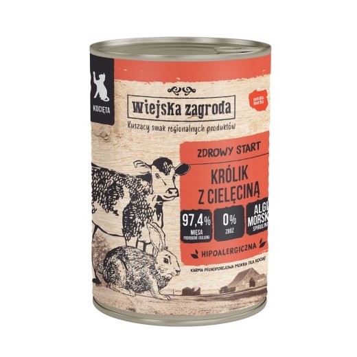 WIEJSKA ZAGRODA Rabbit with veal for kittens - wet cat food - 400g