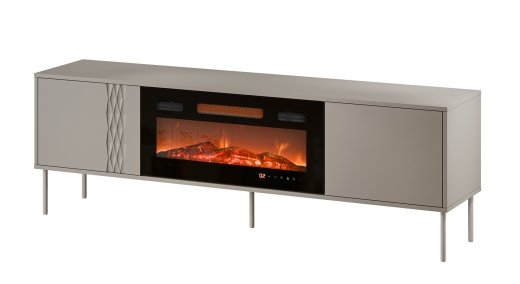 Cama RTV cabinet EF + fireplace black TRESSE 180x40x54.5 cashmere matt