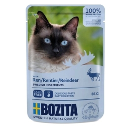 BOZITA Meat chunks in sauce with reindeer – wet cat food – 85g