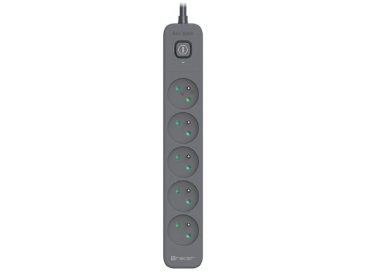 Power Line+ 3m Graphite surge protector power strip (5 sockets)