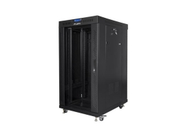 Free-standing cabinet 19 inches 22U 600x800 glass doors LCD (flat pack) v2 black