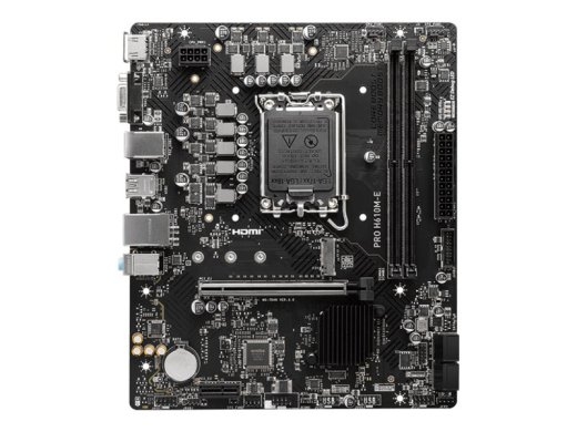 MSI PRO H610M-E Processor family Intel Processor socket LGA1700 Supported hard disk drive interfaces SATA, M.2 Number of SATA connectors 4