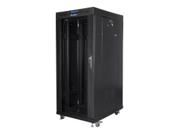 Lanberg Rack cabinet 19" free-standing 27U/600x800 (flat pack) with glass door, LCD FF01-6827-12BL Black