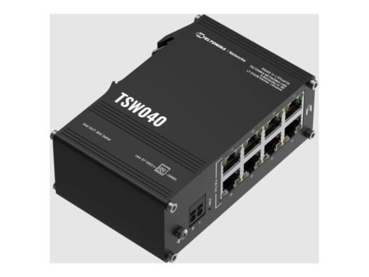 Teltonika Industrial Switch TSW040 Unmanaged DIN rail mountable 10/100 Mbps (RJ-45) ports quantity 8 PoE+ ports quantity 8 Power supply type 2-pin...